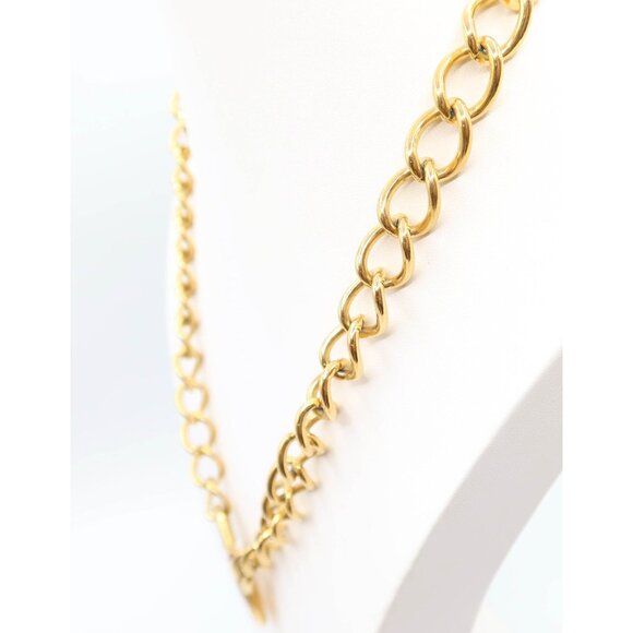 NAPIER Vintage Red Enamel Gold Tone Chain Pendant Necklace Chunky Swirl Knot 23" - Picture 5 of 12